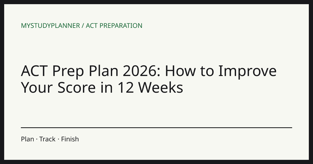 ACT Prep Plan 2026: How to Improve Your Score in 12 Weeks