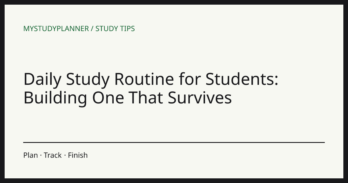 Daily Study Routine for Students: Building One That Survives
