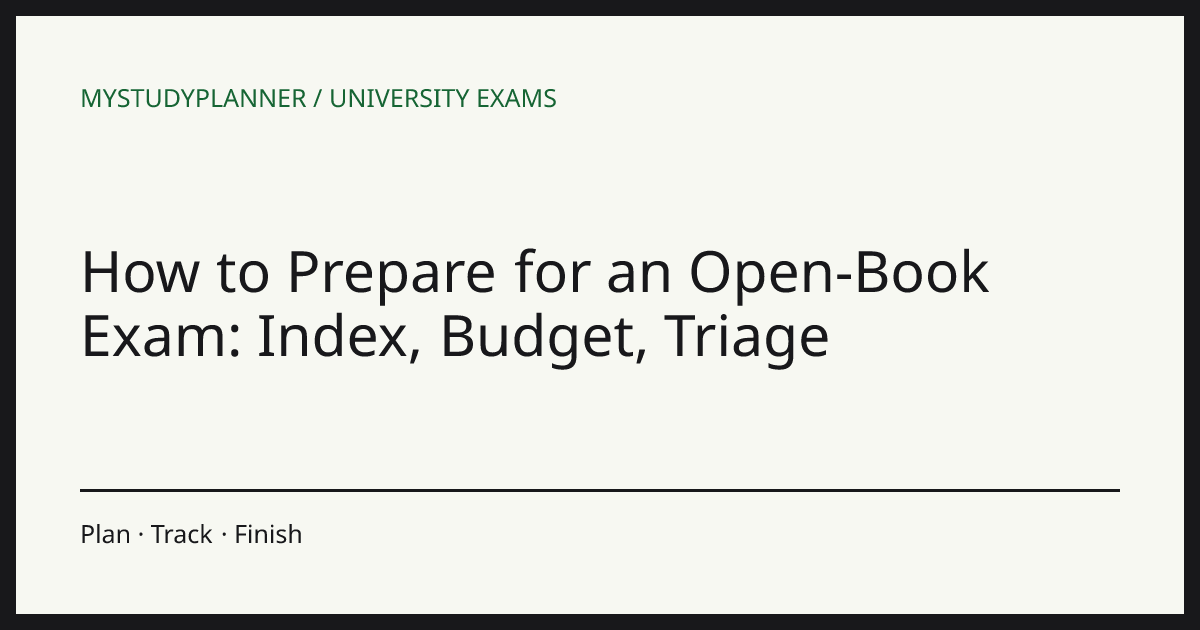 How to Prepare for an Open-Book Exam: Index, Budget, Triage