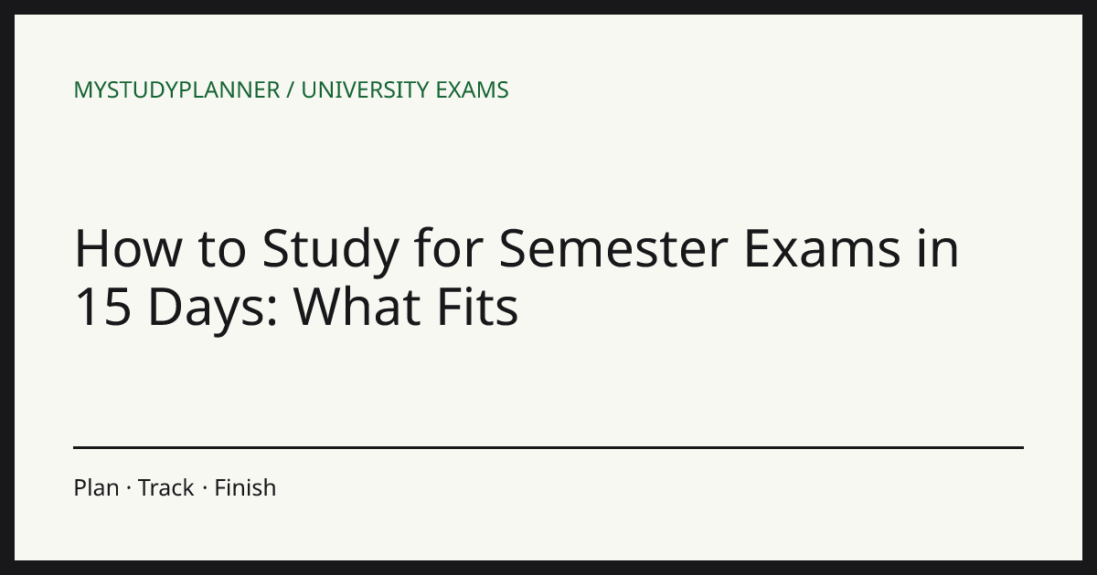 How to Study for Semester Exams in 15 Days: What Fits