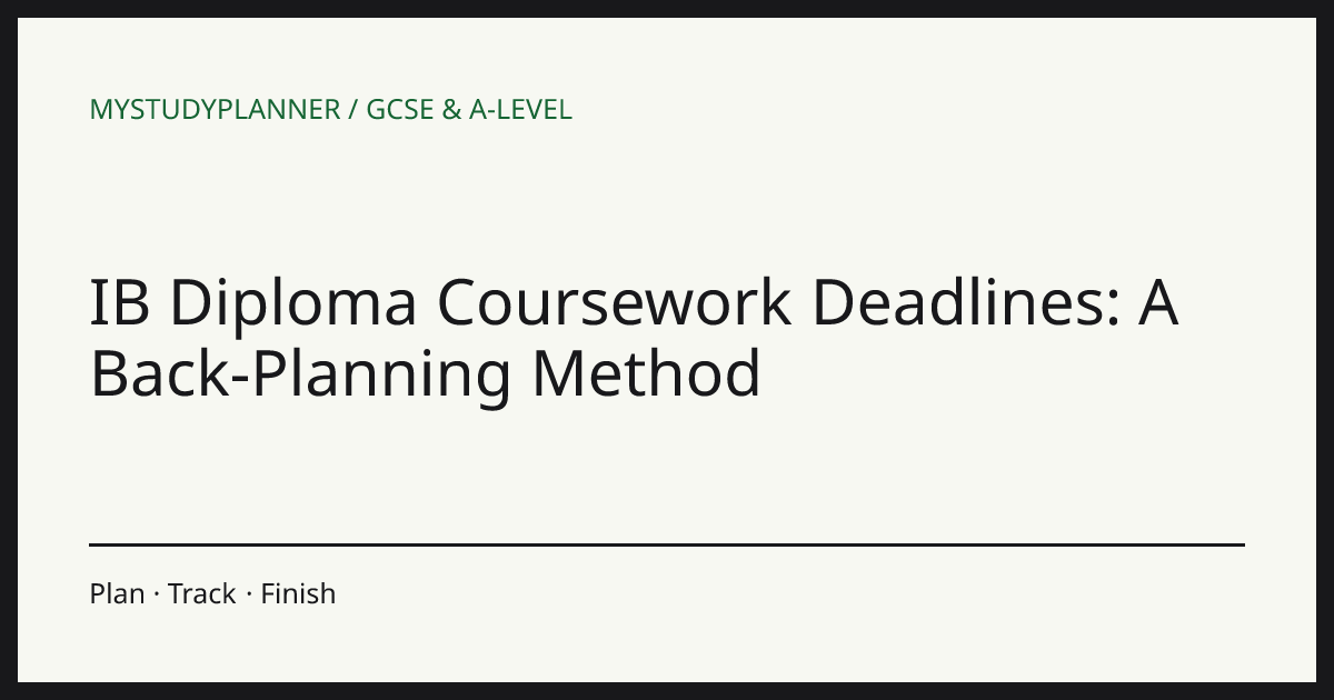 IB Diploma Coursework Deadlines: A Back-Planning Method