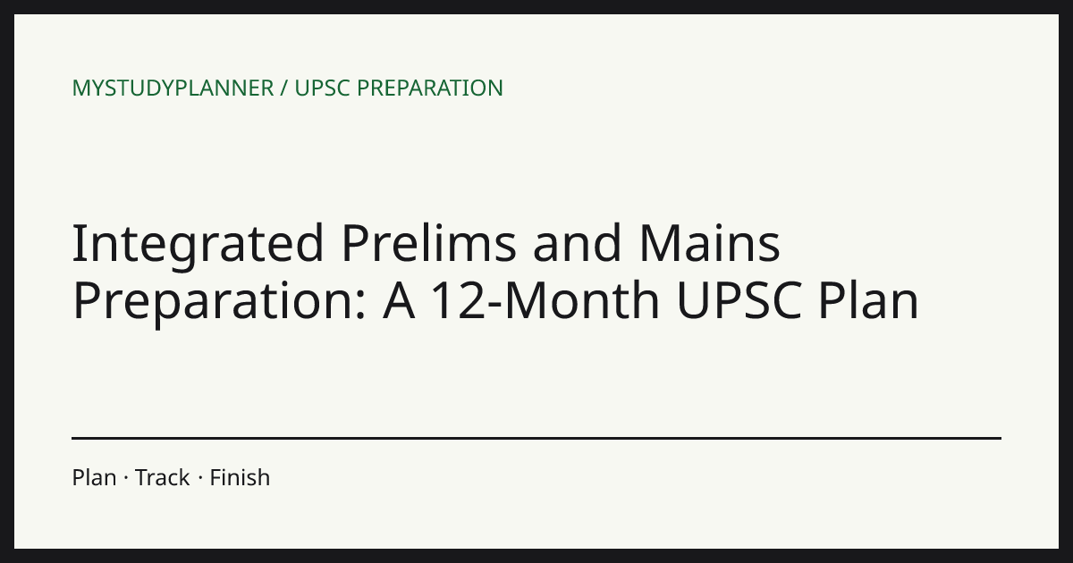 Integrated Prelims and Mains Preparation: A 12-Month UPSC Plan
