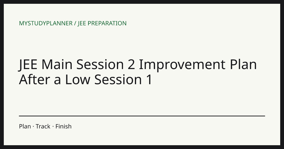 JEE Main Session 2 Improvement Plan After a Low Session 1