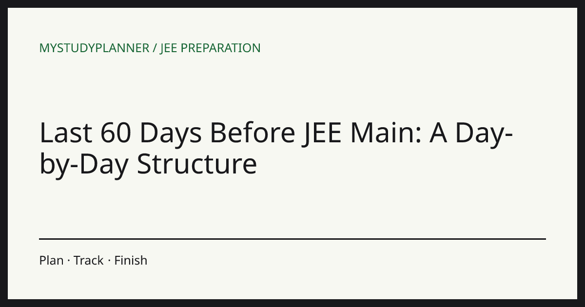 Last 60 Days Before JEE Main: A Day-by-Day Structure