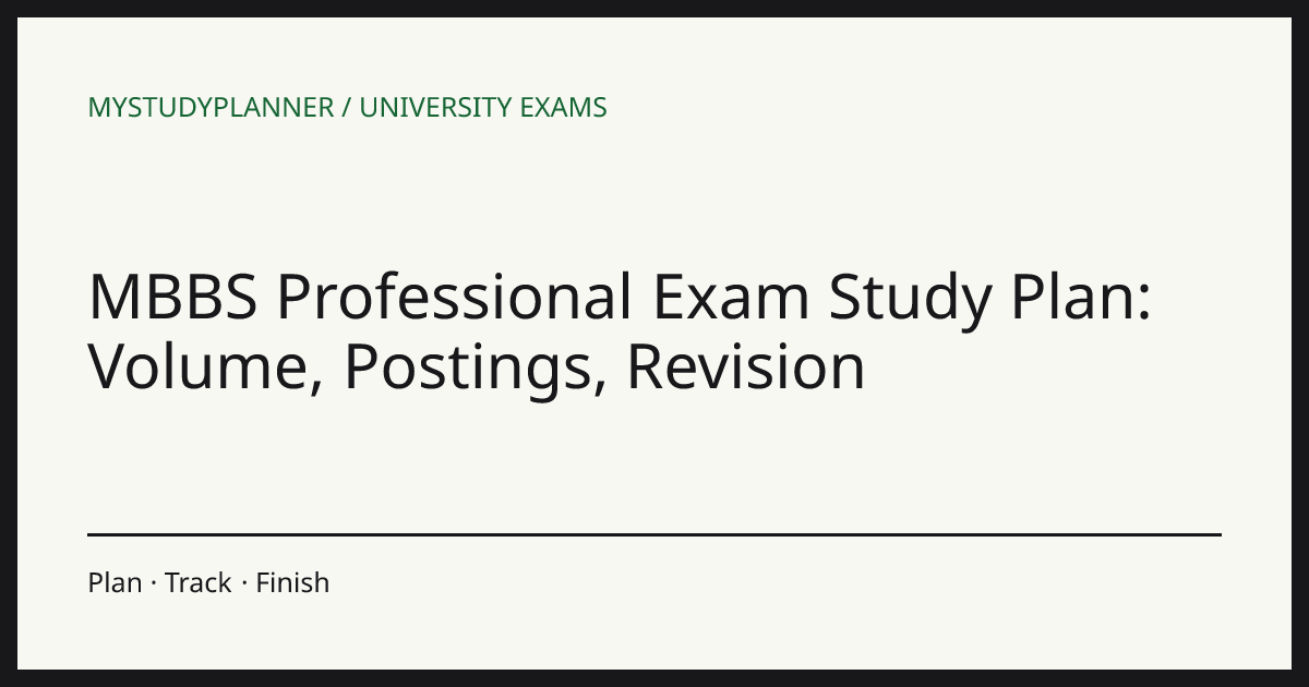 MBBS Professional Exam Study Plan: Volume, Postings, Revision