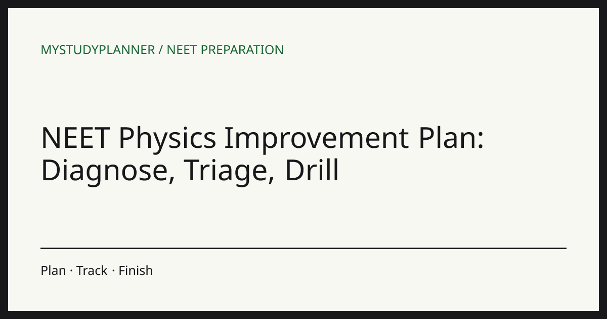 NEET Physics Improvement Plan: Diagnose, Triage, Drill