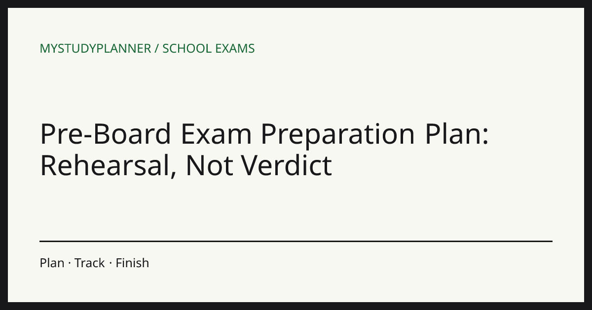 Pre-Board Exam Preparation Plan: Rehearsal, Not Verdict