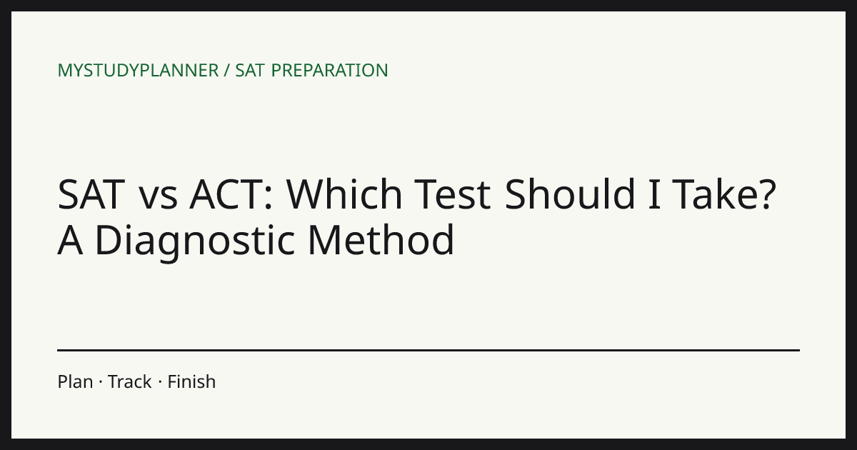 SAT vs ACT: Which Test Should I Take? A Diagnostic Method