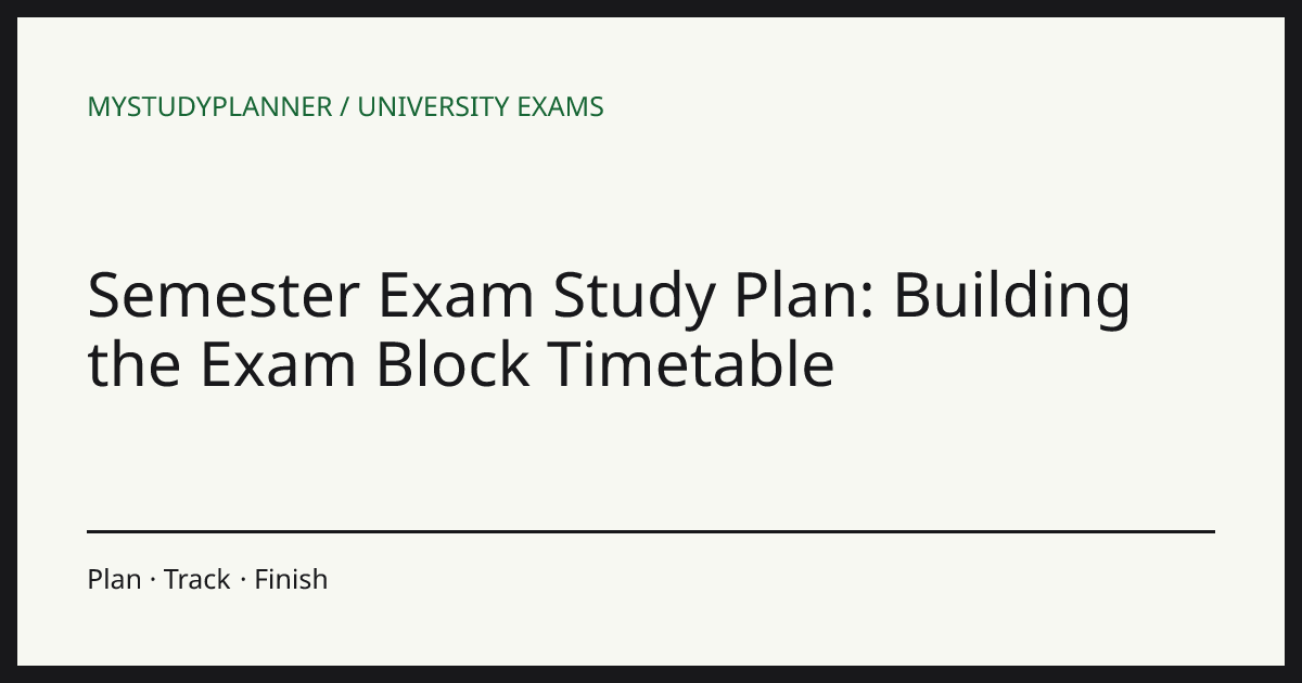 Semester Exam Study Plan: Building the Exam Block Timetable