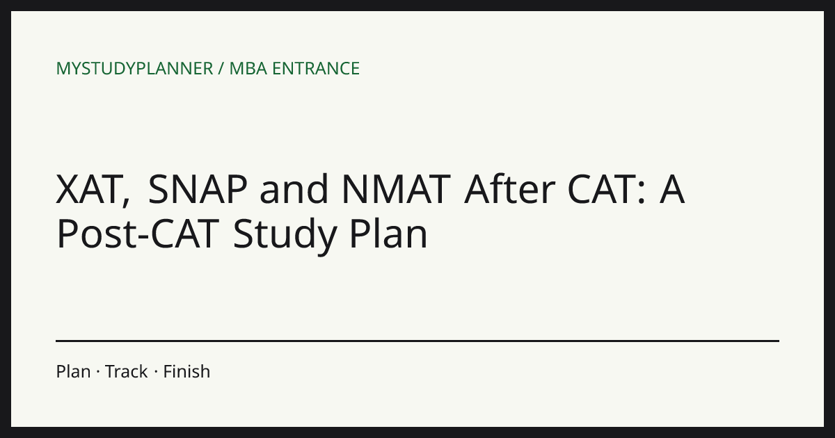 XAT, SNAP and NMAT After CAT: A Post-CAT Study Plan
